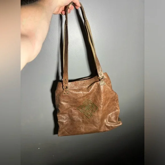 Calleen Cordero Studded Distressed Leather Tote Bag - Picture 1 of 7